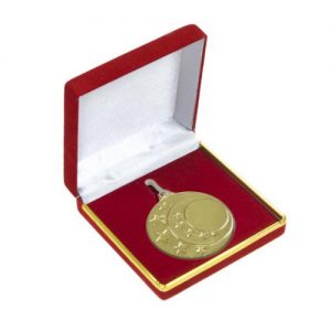 Economy Velour Boxed Holder Medal Red Blue Green or Yellow Box