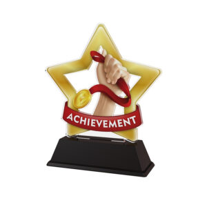Achievement Acrylic Trophy 13cm Complete With Engraved Plaque
