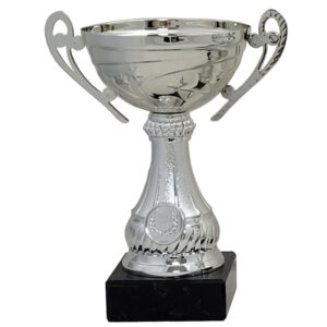 Silver Cup With Handles 14cm 16cm 19cm 22cm Complete With Engraved Plaque And Choice Of Stock Centre - Order 10+ Trophies And Add Your Own Logo