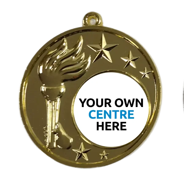 50mm Victory Torch Sportsday Gold Medal - Own Centre