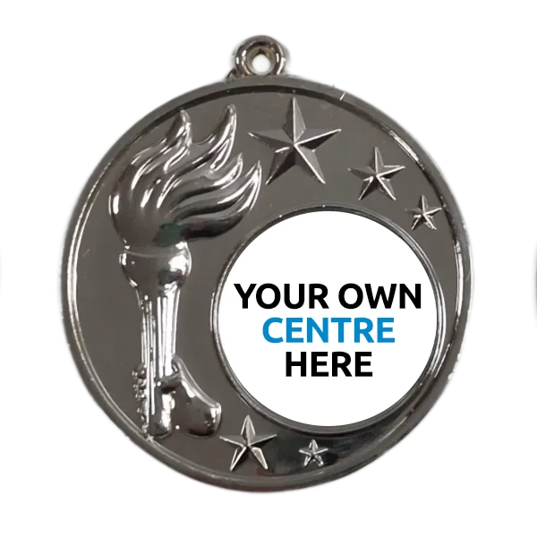 50mm Victory Torch Sportsday Silver Medal - Own Centre