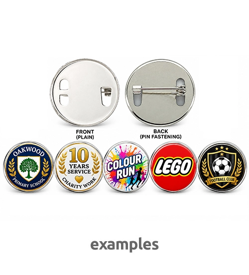 25mm Round Pin Badge with Custom/Personalised Centre (Minimum 25)